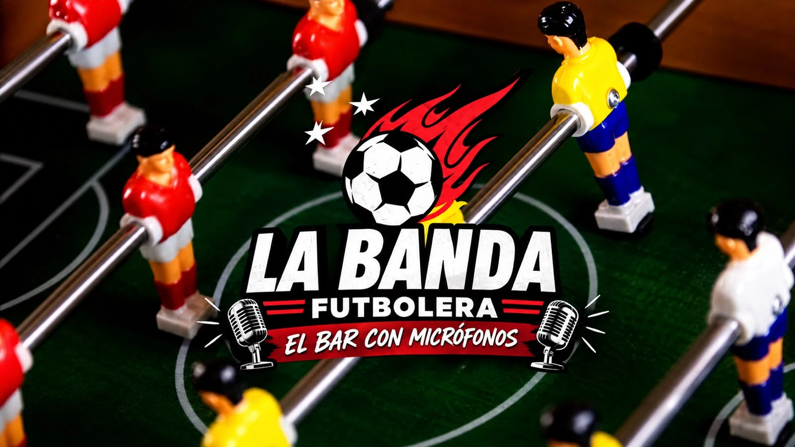 La Banda Futbolera: El bar con micrófonos, sobre un metegol